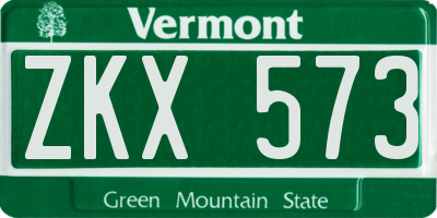 VT license plate ZKX573