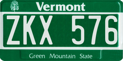 VT license plate ZKX576