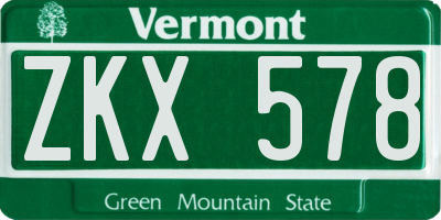 VT license plate ZKX578