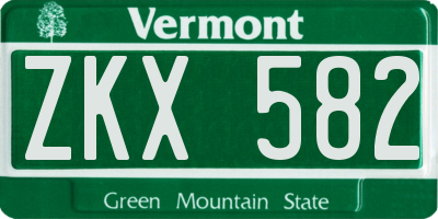 VT license plate ZKX582