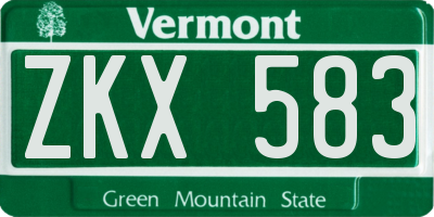 VT license plate ZKX583
