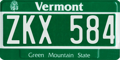 VT license plate ZKX584