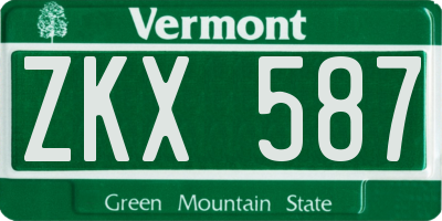 VT license plate ZKX587