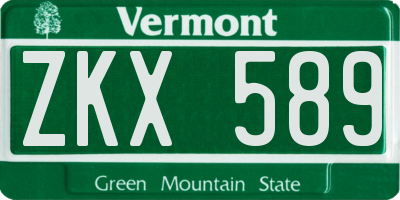 VT license plate ZKX589