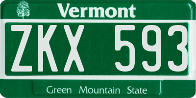 VT license plate ZKX593