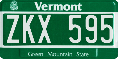 VT license plate ZKX595