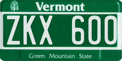 VT license plate ZKX600