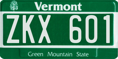 VT license plate ZKX601