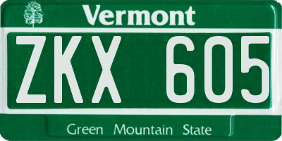 VT license plate ZKX605
