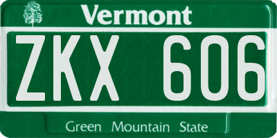 VT license plate ZKX606