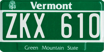 VT license plate ZKX610