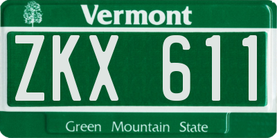 VT license plate ZKX611