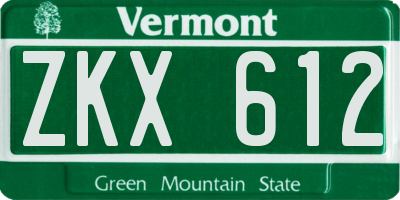 VT license plate ZKX612