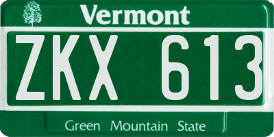 VT license plate ZKX613