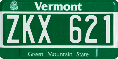 VT license plate ZKX621