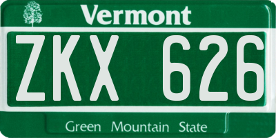 VT license plate ZKX626
