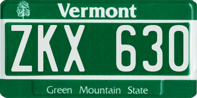 VT license plate ZKX630