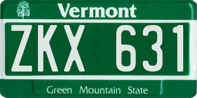 VT license plate ZKX631