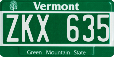 VT license plate ZKX635