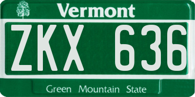 VT license plate ZKX636