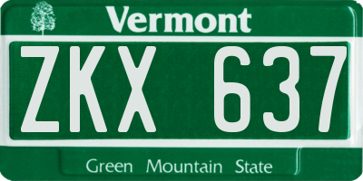 VT license plate ZKX637