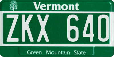 VT license plate ZKX640