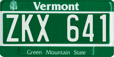 VT license plate ZKX641