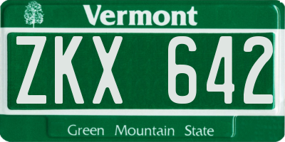 VT license plate ZKX642
