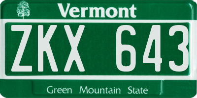 VT license plate ZKX643