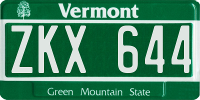 VT license plate ZKX644