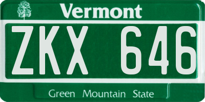 VT license plate ZKX646