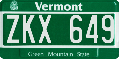 VT license plate ZKX649