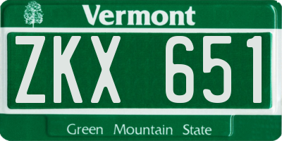 VT license plate ZKX651