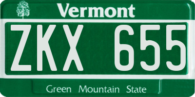 VT license plate ZKX655