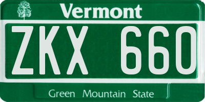 VT license plate ZKX660