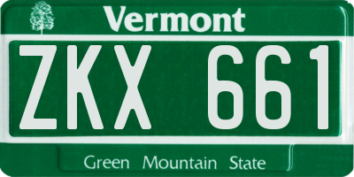 VT license plate ZKX661