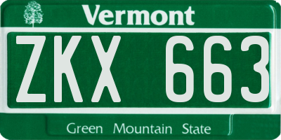 VT license plate ZKX663