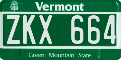 VT license plate ZKX664