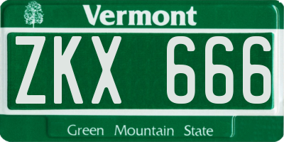 VT license plate ZKX666