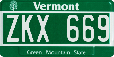 VT license plate ZKX669