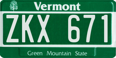 VT license plate ZKX671