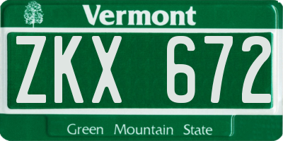 VT license plate ZKX672