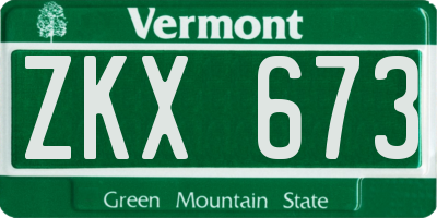 VT license plate ZKX673