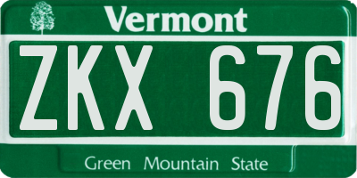 VT license plate ZKX676