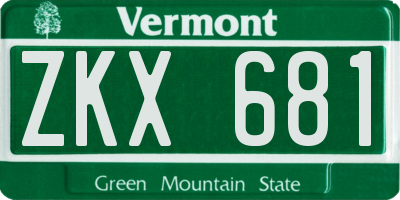 VT license plate ZKX681