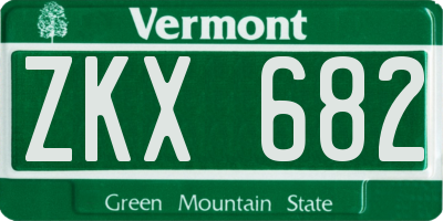 VT license plate ZKX682