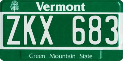 VT license plate ZKX683