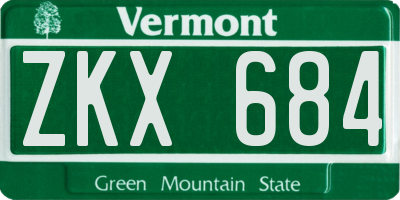 VT license plate ZKX684