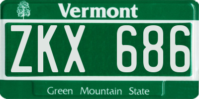 VT license plate ZKX686