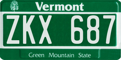 VT license plate ZKX687